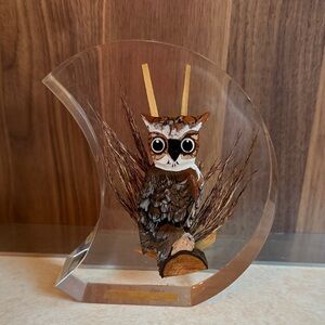 Hand wood carved and painted great horned owl